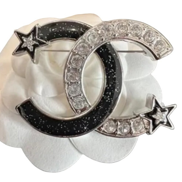 Chanel Interlocking CC Silver Shooting Star Brooch Autumn 2023 (CCXX039) - Picture 1 of 5